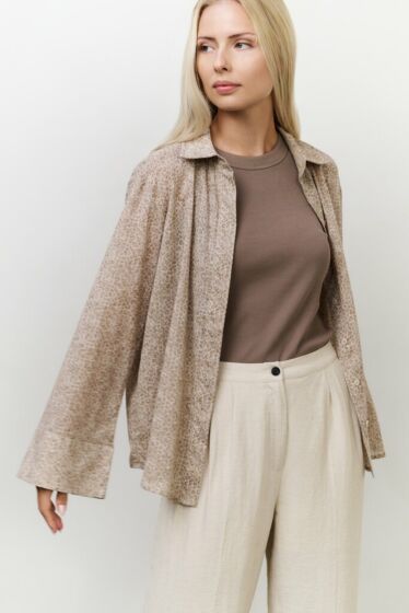 Leopard blouse GREYISH BROWN 1-201166-507-999481