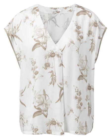 Woven V-neck top BLANC DE BLANC 1901285-015-148001