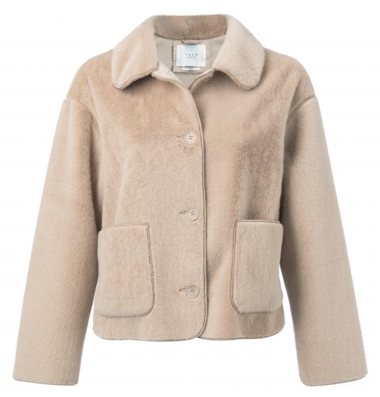 Short faux fur jacket SAND 162117-022-71320